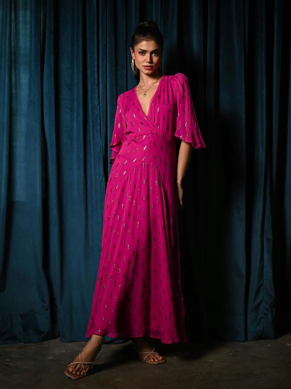 Rose & Nancy Talia Fuchsia Pink Maxi Dress