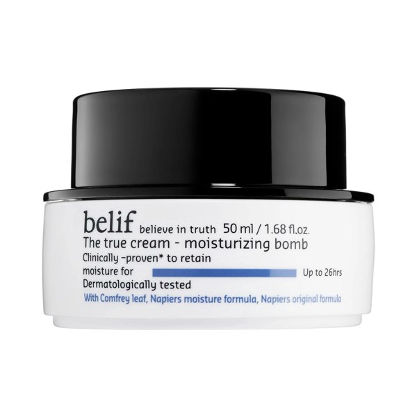belif The True Cream Moisturizing Bomb – 50ml high-performance barrier-repair cream powered by Comfrey Leaf Extract and Napiers Moisture Formula available at Atelier De Glow UK.