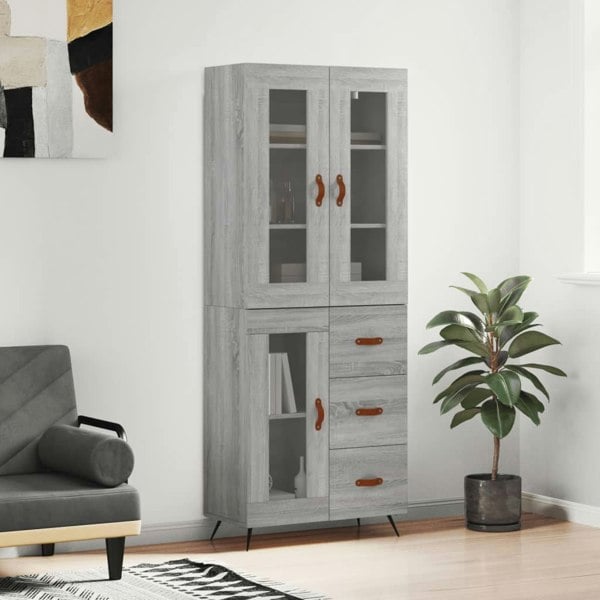 Berkfield Highboard Grey Sonoma 69.5x34x180 cm Engineered Wood