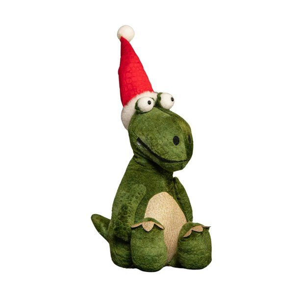 Samuel Alexander 48cm Green Sitting Christmas Dinosaur with Santa Hat