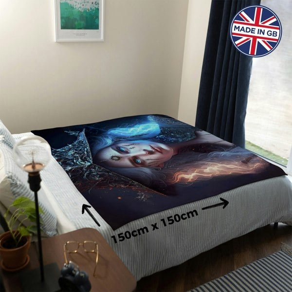 BritishmadeGifts Mystical Witch Luxury Fleece Throw - Large Size 150cm x 150cm