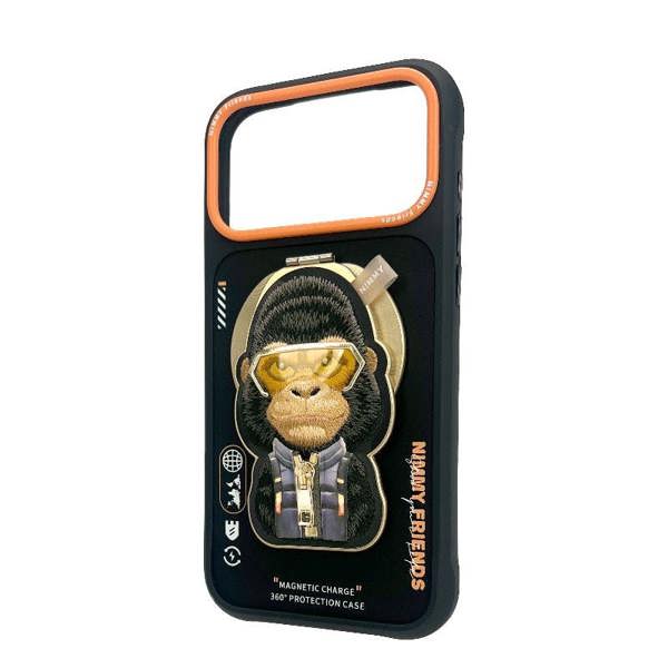 Nimmy Friends Nimmy Cool & Cute 2.0 Gorilla Case with MagSafe Stand for iPhone 17 Pro 6.3" Black Orange - N-YJKM-CXZJZH-IP17-PRO-016