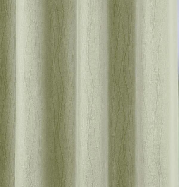 Enhanced Living Green Thermal Energy Saving Eyelet Curtain With Wave Pattern - Ideal For Living Room & Bedroom