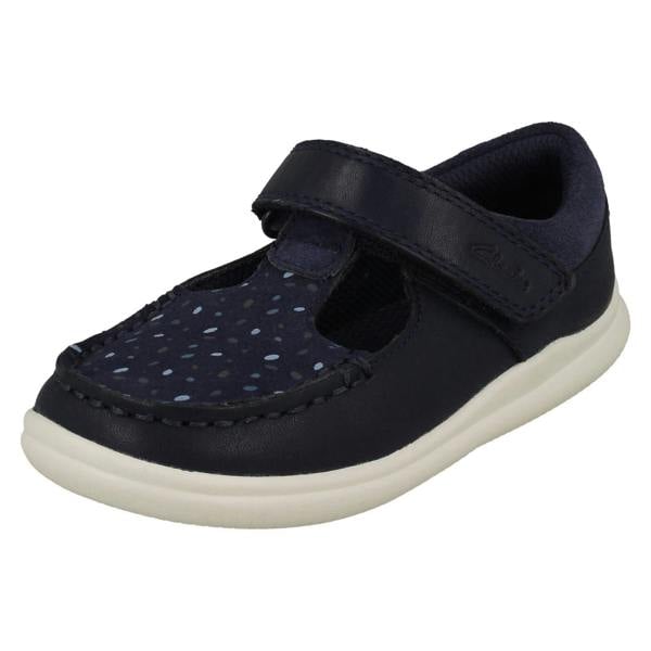 Clarks Girls Clarks Spotty Detailed T-Bar Shoes Crest Moc