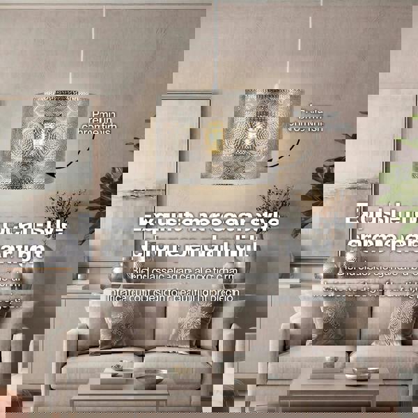 Emitto Ceiling Light Shade Moroccan Style Silver Chrome Pendant Shade Lamp Decor