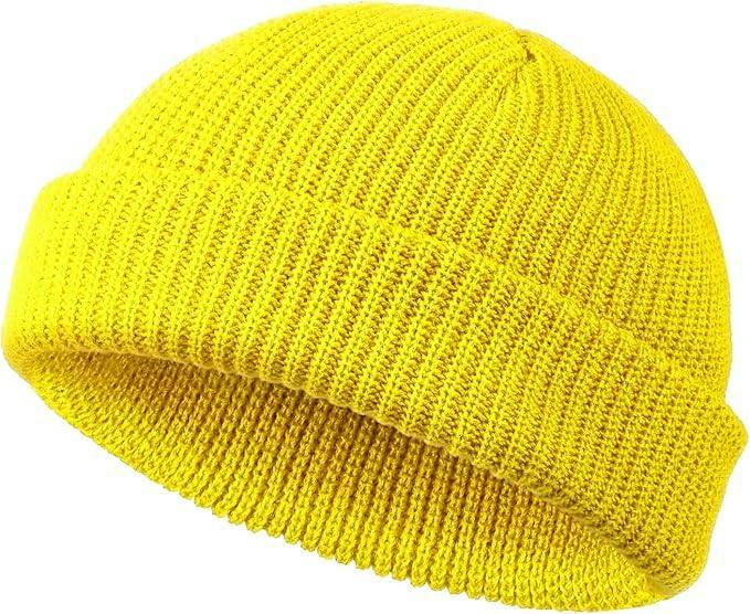 ATEK 1 Pack Fisherman Beanie Hat Short Trawler Skull Cap Black