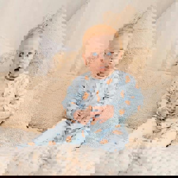 Mini Cuddles Baby Boys 2pk Teddy Bear Printed Sleepsuits, Multicolour