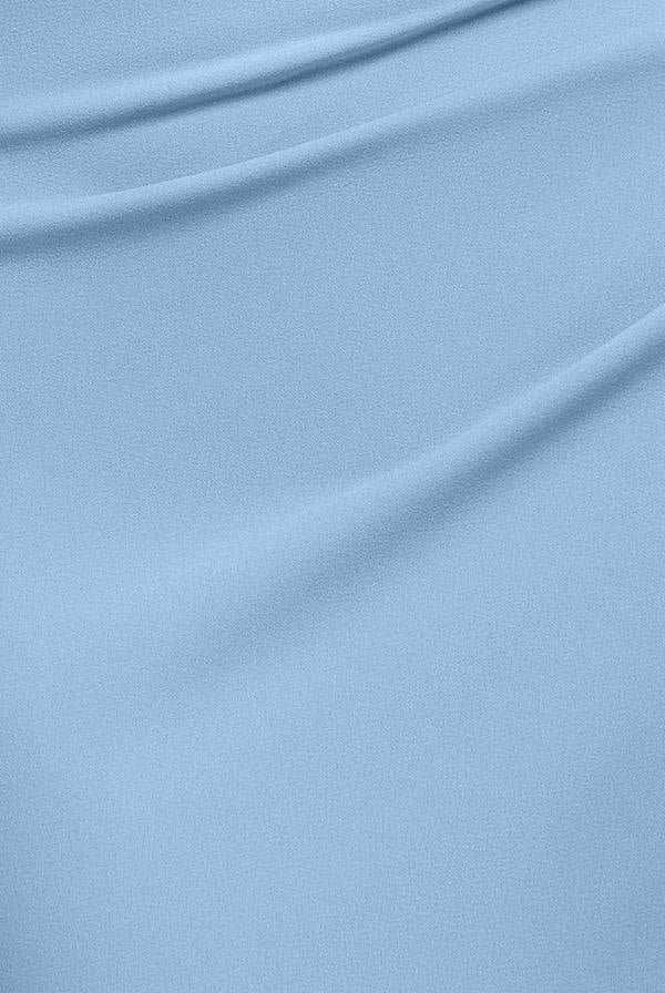 One Shoulder Asymmetric Scuba Crepe Maxi Dress - Powder Blue DR3231
