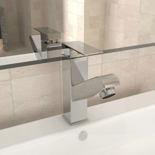Berkfield Bathroom Basin Faucet with Pull-out Function Chromed Finish 157x172 mm