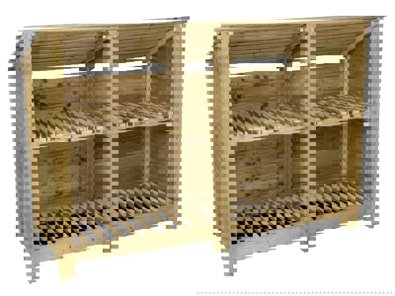 Arbor Garden Solutions Wooden Log Store (Roof Sloping Back) with Shelf W-187cm, H-126cm or 180cm, D-88cm