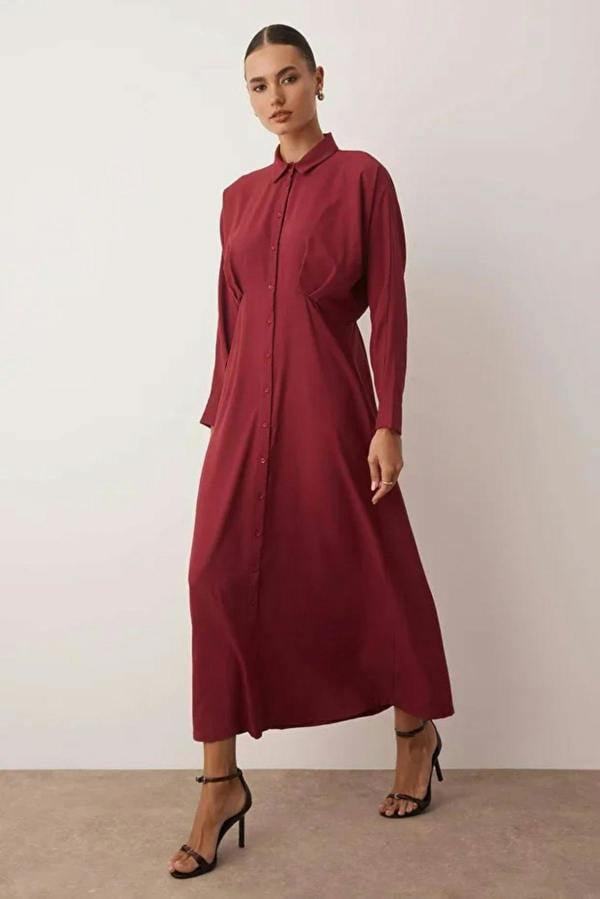 Hoxton Gal Waist-Detail Buttoned Woven Shirt Dress
