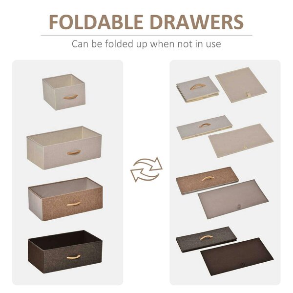 Wyld Haus Neelvefa Metal And Wood Neutral Finish 5 Fabric Storage Drawer With Steel Frame