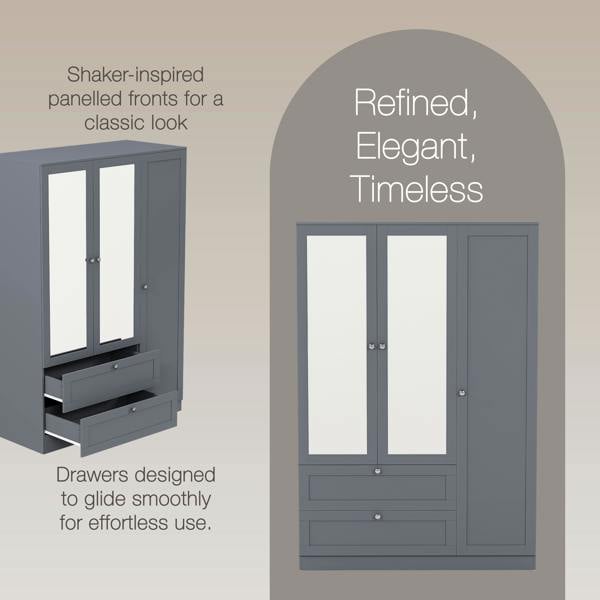 Vida Designs Altino 3 Door 2 Drawer Mirrored Wardrobe