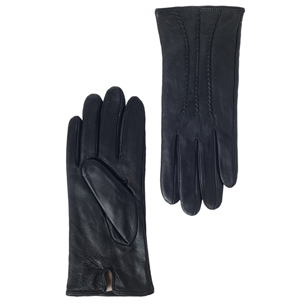 Quivano Womens Leather Gloves With 3 Stripe Detail