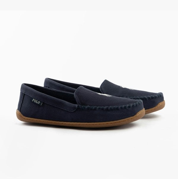 Polo Ralph Lauren BRENAN Mens Slippers Navy/Paper White