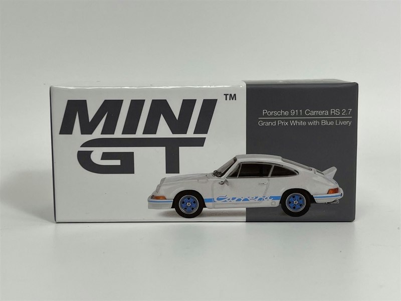 Mini GT Porsche 911 Carrera RS 2.7 Grand Prix White With Blue Livery 1:64 Mini GT MGT00715L