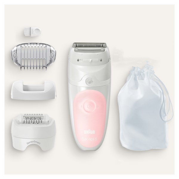 Braun Silk-epil 5 5-620 Epilator for Women for Gentle Hair Removal - White/Pink