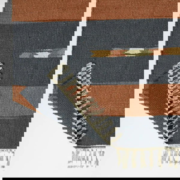 HOMESCAPES Lundi Orange & Blue Kilim Cotton & Jute Rug