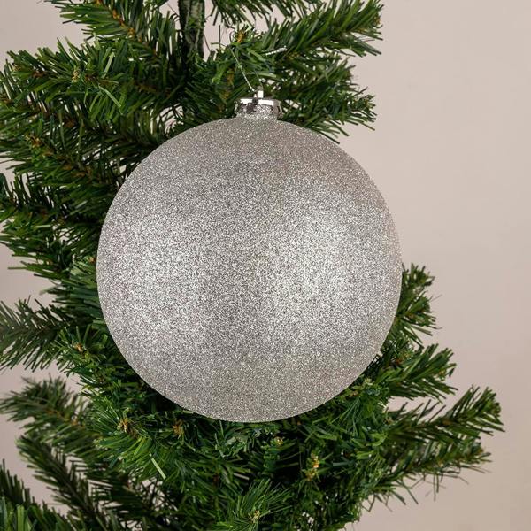 Shatchi 15cm Christmas Baubles Shatterproof Silver Tree Decorations, Pack of 3 with Mixed Finish