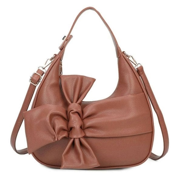 Love EMVY Bow Moon Crescent Faux Leather Top-Handle Shoulder  Bag