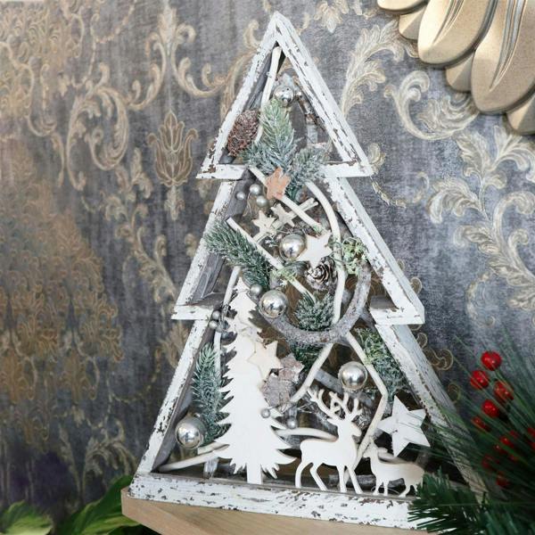 43cm Christmas Tree Wooden LED Frame Centrepiece Decoration with Warm White Lights image 5