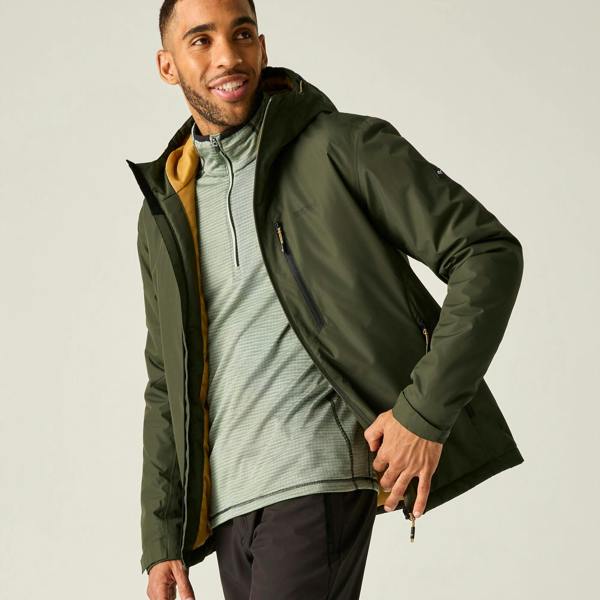 Regatta Mens Allston Waterproof Jacket - Dark Khaki/Wood Brown - 