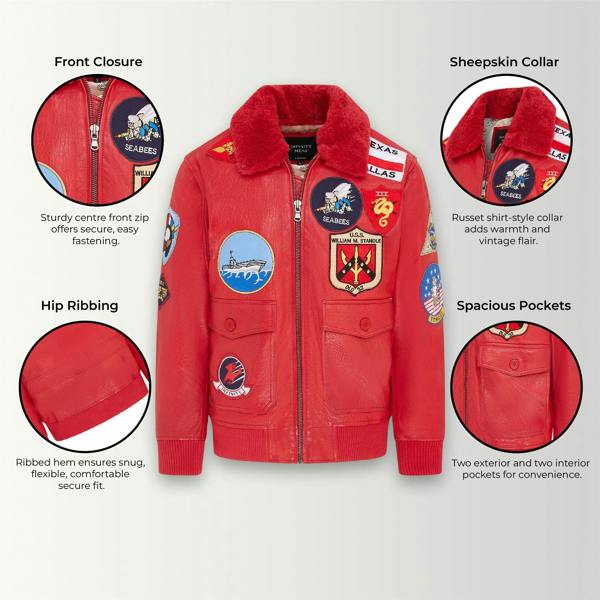 Infinity Leather Mens Top Gun A2 Leather Bomber Jacket-San Diego