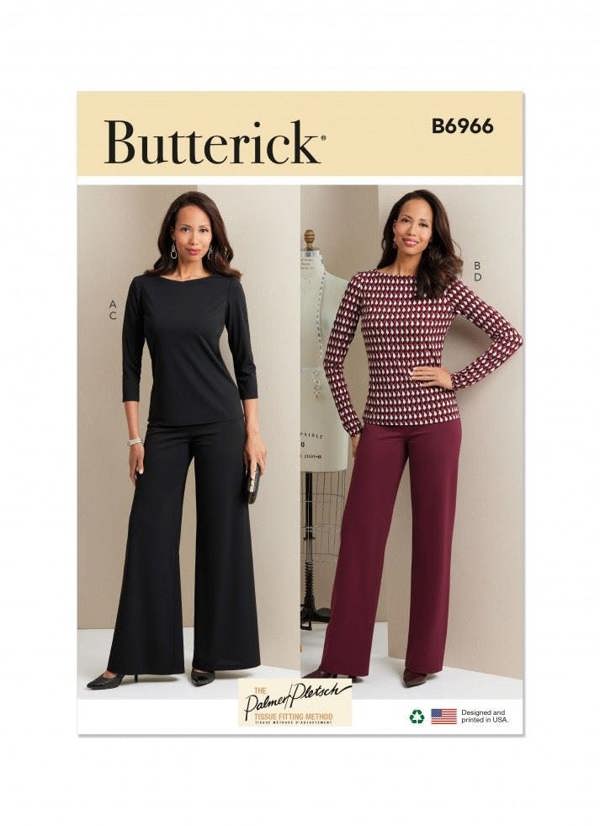 Butterick Sewing Pattern 6966, Tops, Trousers for Women, A5 (6-8-10-12-14) - Easy