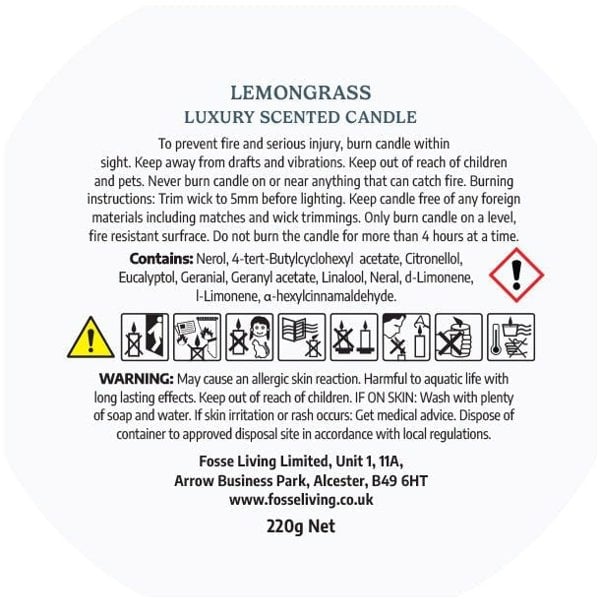 Lemongrass Scented Candle - Fosse Living | Luxury Home Fragrances