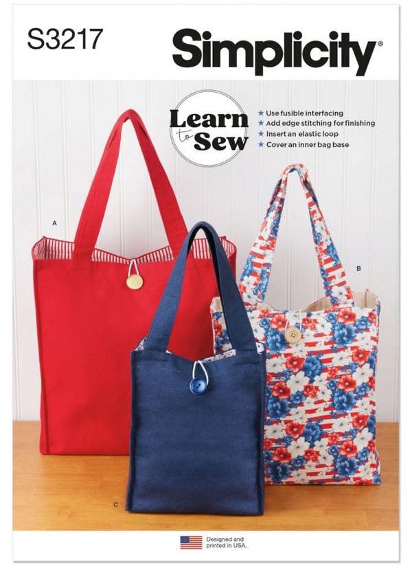 Simplicity Sewing Pattern 3217, Bags OS (One Size) - Easy, Beginner