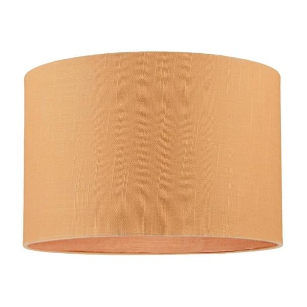 Designer Soft Apricot Cream Textured Linen Fabric Circular Lamp Shade Image 1