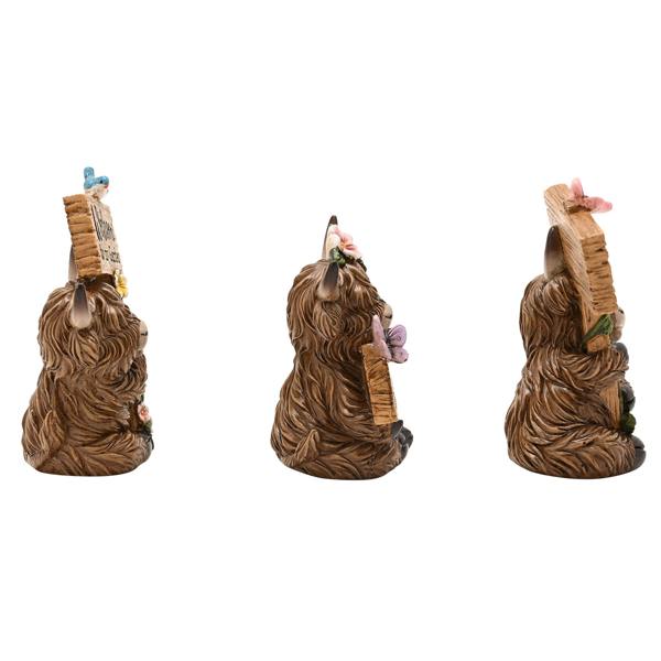 Country Living Set of 3 Highland Cows With Garden Signs