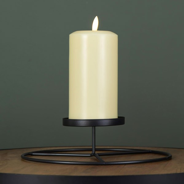 Samuel Alexander 25cm Black Round Metal Pillar Candle Ring Holder