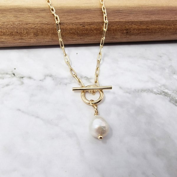 Gold Women's Pearl Necklace