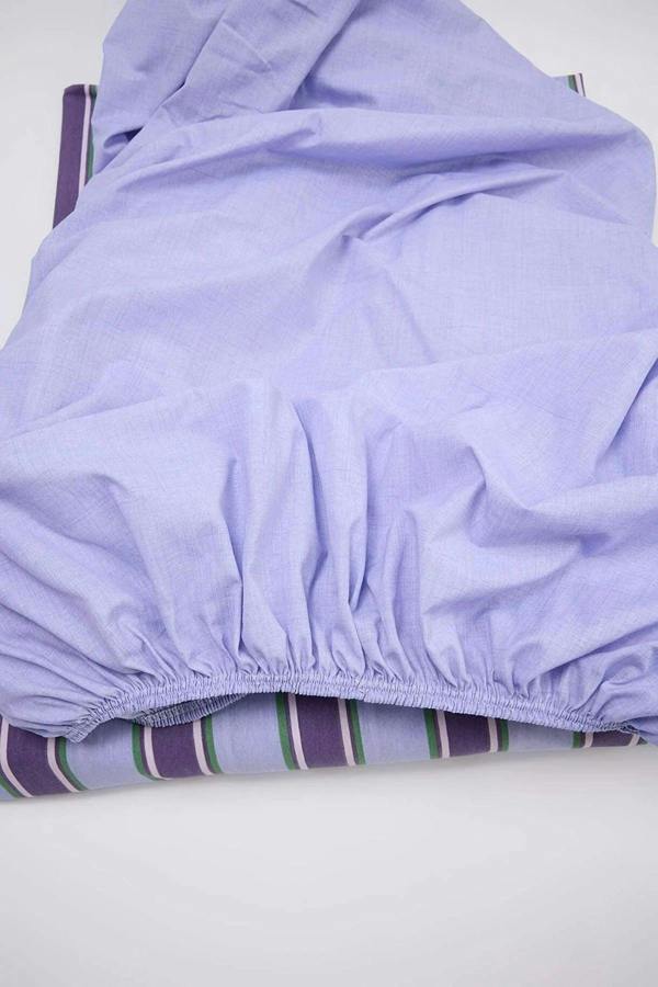 WOVCOR Double Easy Iron Striped Fitted Sheet Duvet Cover Set 200x220cm