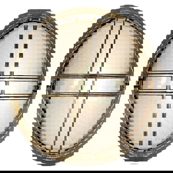 Black/Gold Die Cast Aluminium Outdoor Circular Bulkhead Porch or Wall Light Image 2