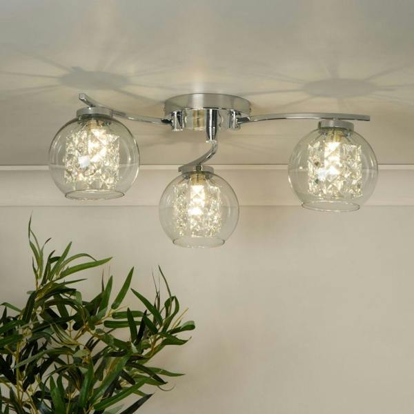 Pagazzi Lighting Plaza 3 Light Chrome & Glass Flush Ceiling Light