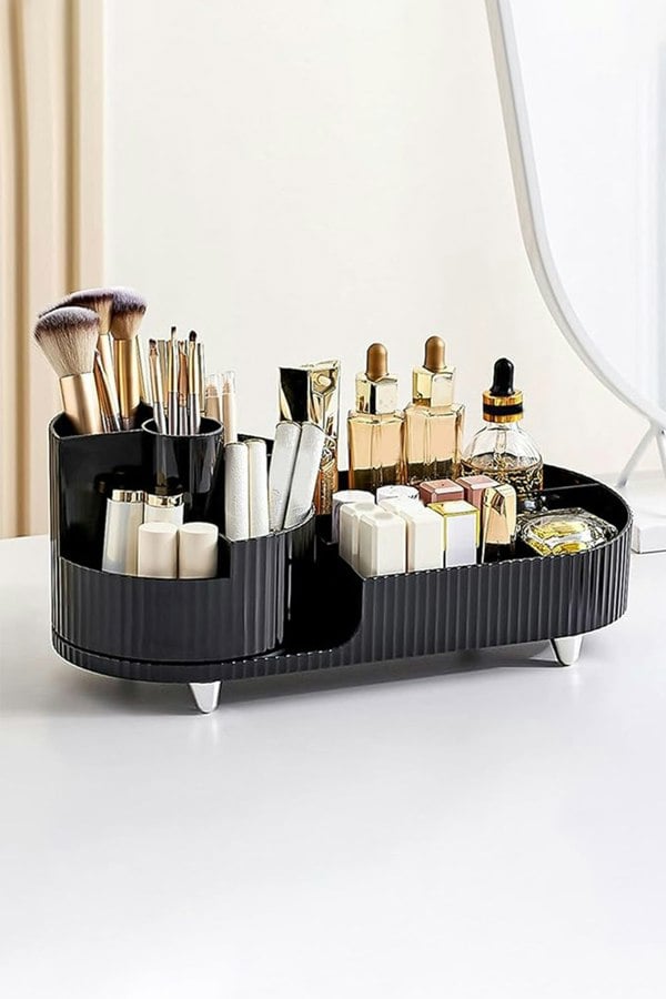Living and Home Large Capacity Makeup Organizer with Rotating Brushes Holder