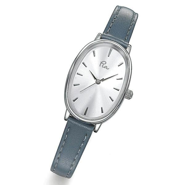 Pia In Allegro Denim Watch, Silver-Tone Case with Denim Blue Leather Strap