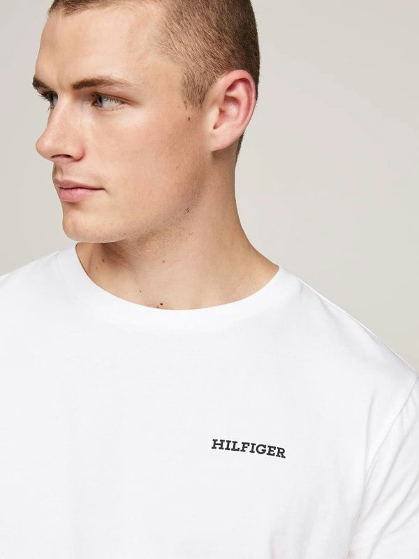 Tommy Hilfiger MONOTYPE Mens Pyjama Set White/Monotype Stripes Indigo
