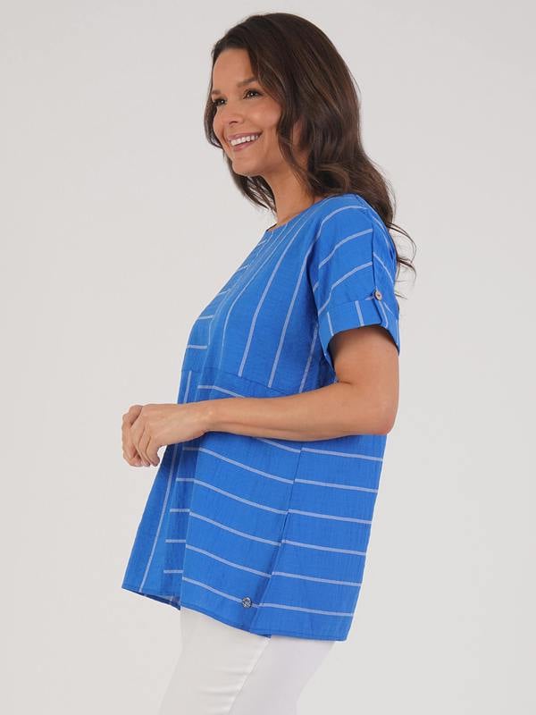 VIZ-A-VIZ Striped Cut And Sew Tunic