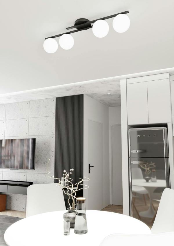 Emibig KAIRO Ceiling lamp 4 x E14 Black with White Shade