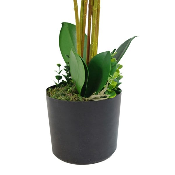 Leaf 85cm Artificial Deluxe Bush Orchid - White