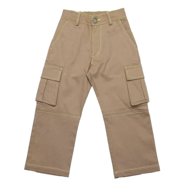 Off White Childrens/Kids Drill Rounded Cargo Trousers - Khaki
