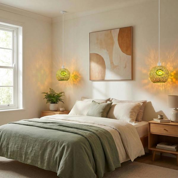 Green and Yellow Mosaic Glass Artisanal Pendant Ceiling Light Shade Image 6