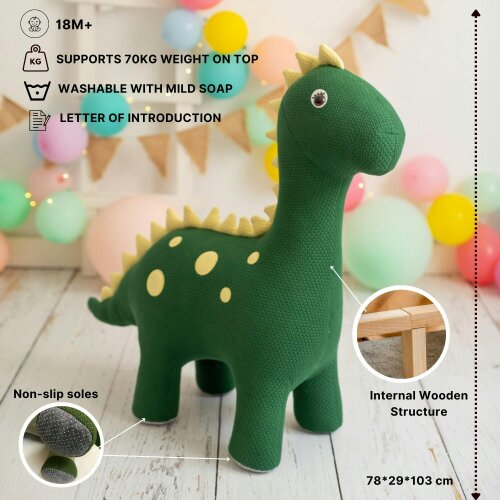 CROCHETTS Set of 2 cotton dinosaur plush toys Dina and Dino (Large + Mini) PLTR14LTM02