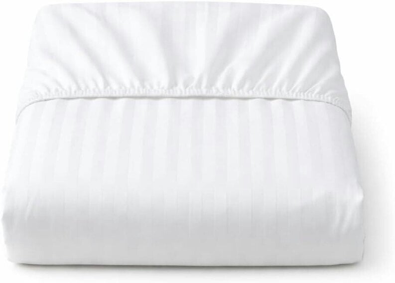 Night Zone Embossed Stripe Extra Deep Fitted Sheet 40cm – Brushed Microfibre Soft Bed Sheet - White