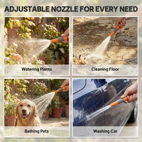 Bobobiy Portable Garden Hose Reel, 20+2 m Wall Mounted Hose Reel with 2 Patterns Spray Nozzle and Crank Handle, Orange