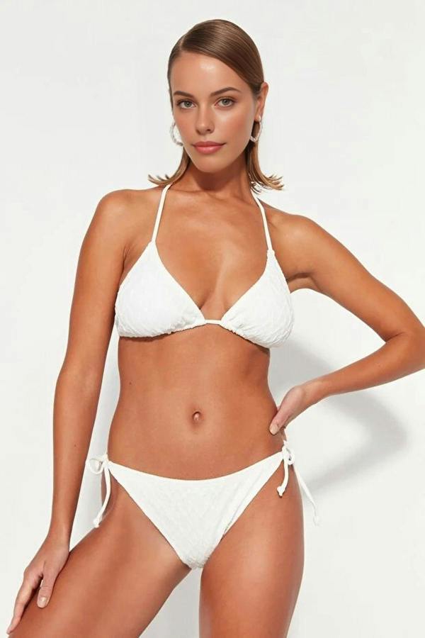 WOVCOR Tie-Up Textured Regular Bikini Bottom