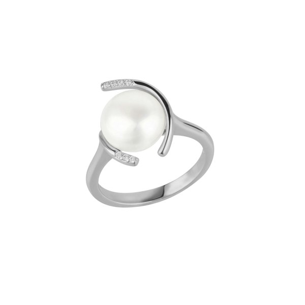 Spero London Sterling Silver Whimsy Swirl Pearl Ring